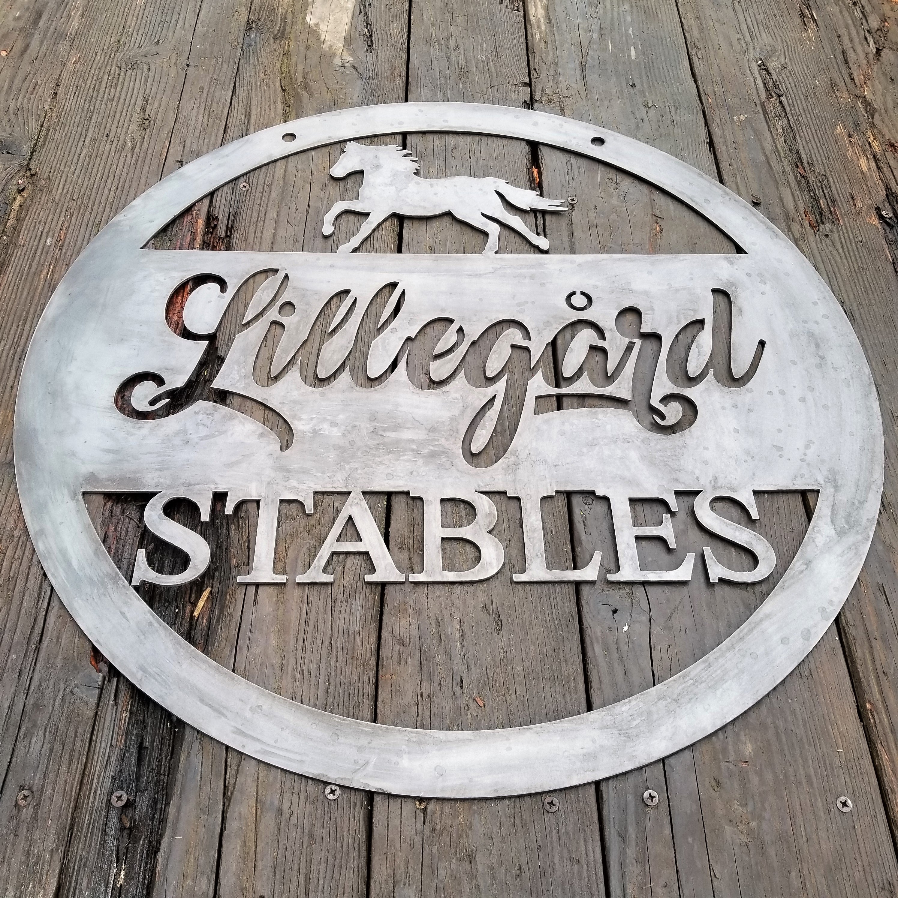 Hanging Metal Horse Sign - Equestrian, Stables, Western, Horseshoe
