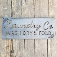 Thumbnail for Laundry Co Wash Dry & Fold Sign - Rustic Metal Decor - Farmhouse Laundry Room Decor