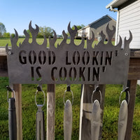 Thumbnail for Personalized BBQ Tool Holder For Dad - Metal Grill Sign, Utensil Rack, Caddy, Hooks, Barbecue