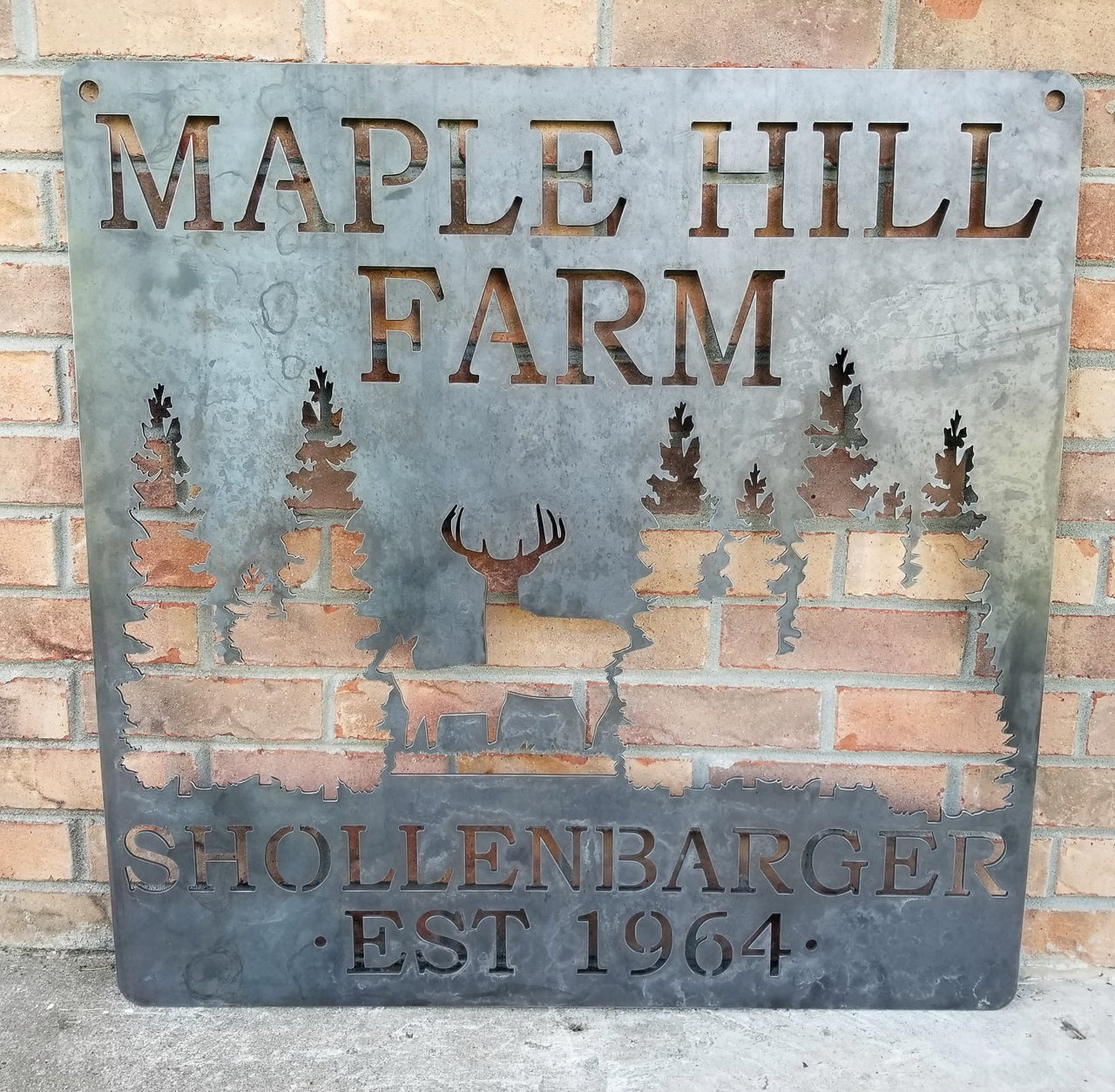 Personalized Rustic Wilderness Metal Sign - Maple Hill Farm - Customize Farm Name and Established Date