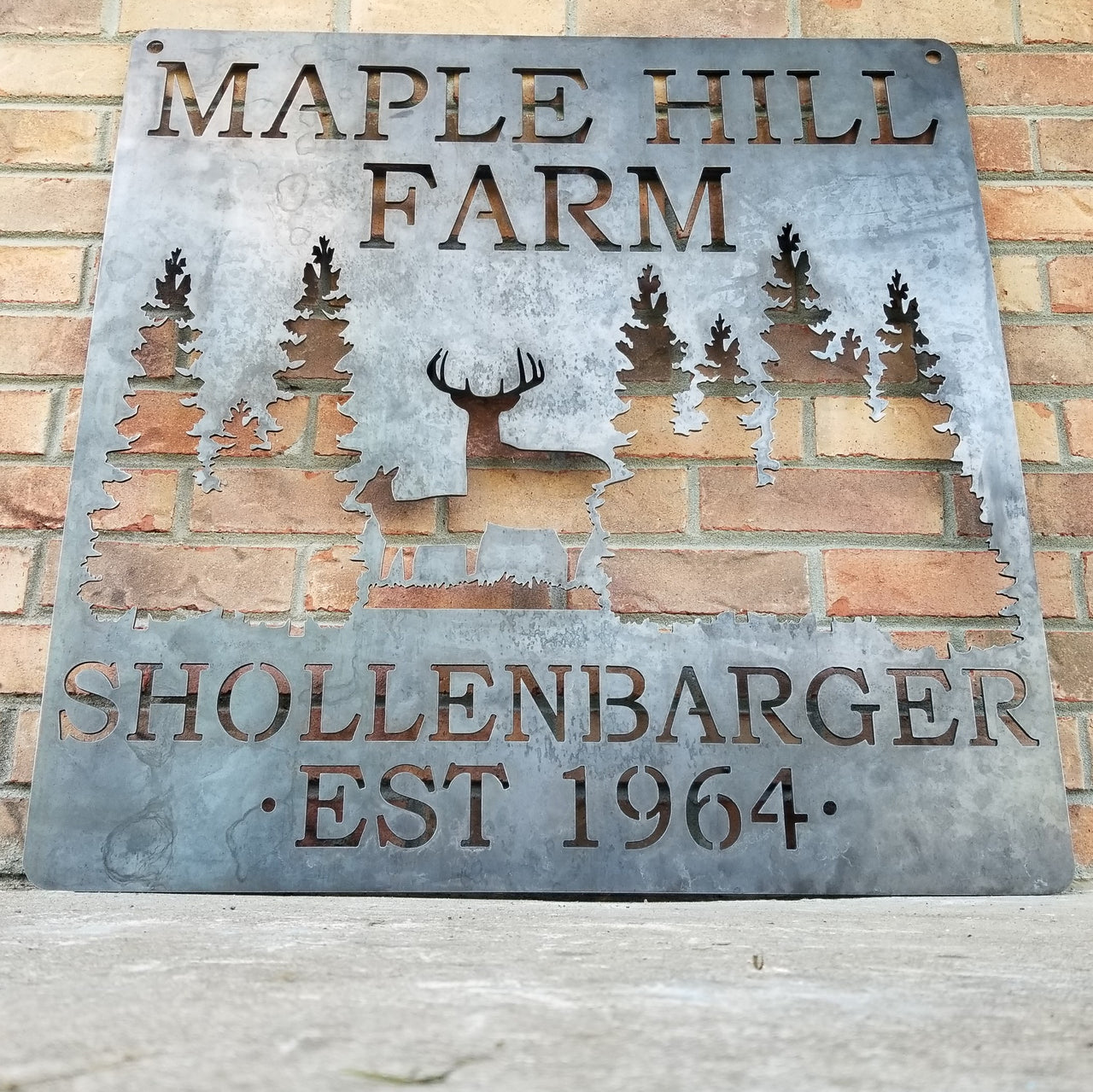 Personalized Rustic Wilderness Metal Sign - Maple Hill Farm - Customize Farm Name and Established Date