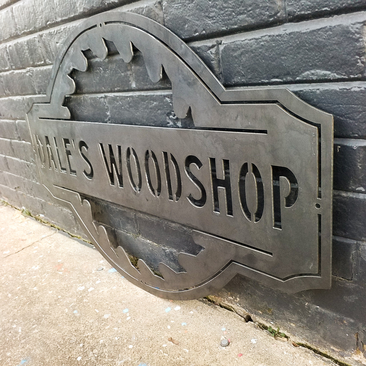 Personalized Woodshop Name Sign - Vintage Metal Workshop Decor - Man Cave Garage Wall Art