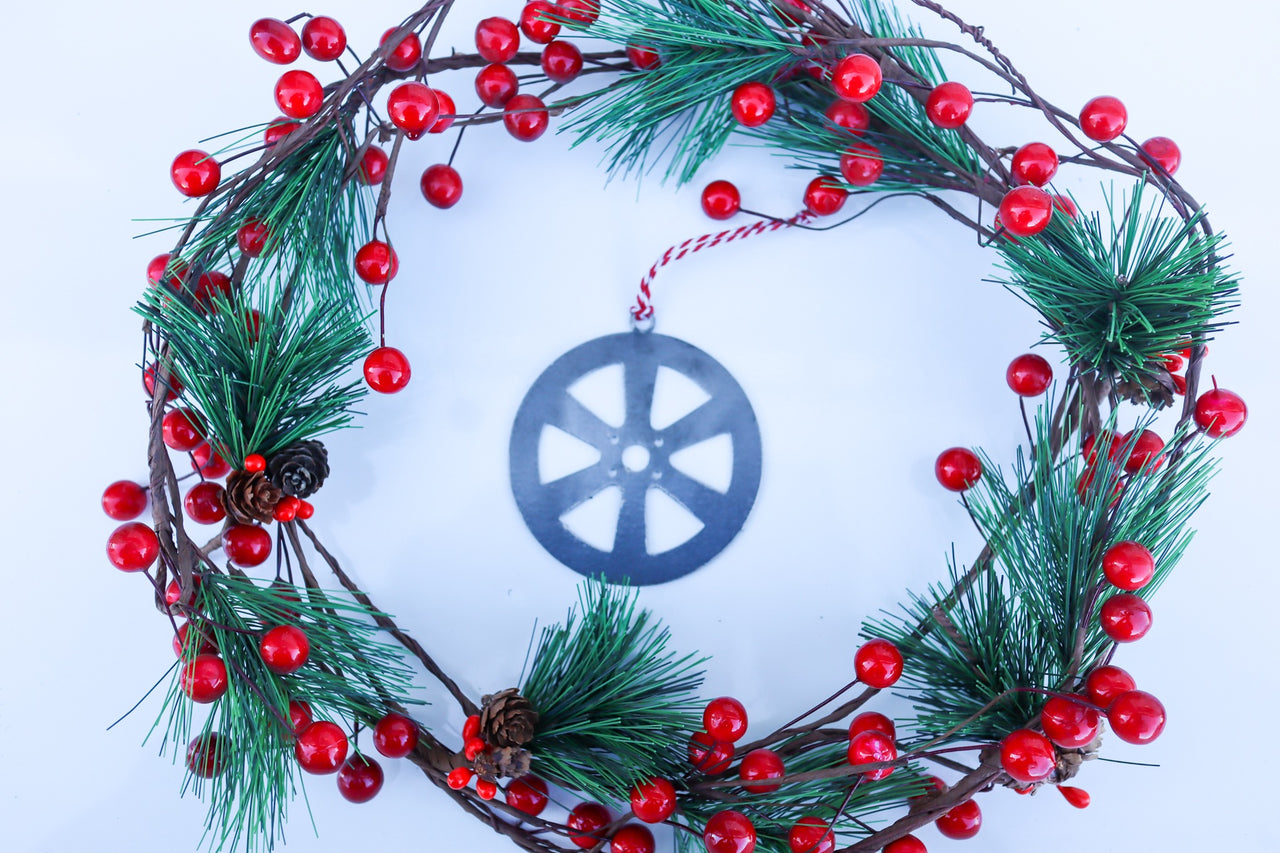 Hot Rod Wheel Christmas Ornament - Holiday Stocking Stuffer Gift - Tree Home Decor