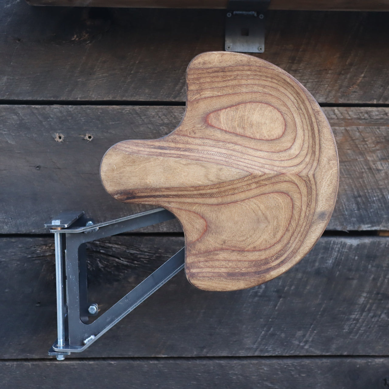 Metal Swing Away Bar Stool With Wooden Seat  - 12.5" Swing Arm - Personalized Monogram Design
