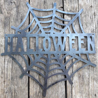 Thumbnail for HALLOWEEN Spider Web - Halloween Decorations, Door Hanger, Wall Decor - Custom Metal Sign