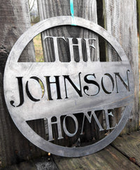 Thumbnail for Personalized Metal Home Sign - Wedding Gift - Last Name Family Wall Art - 11th Anniversary Steel