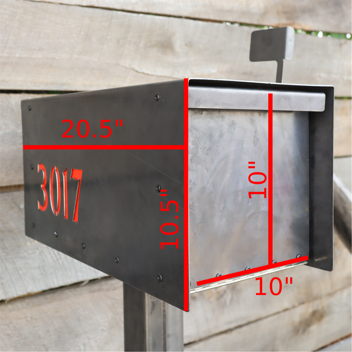 Custom Modern Steel Mailbox - Metal Address Mail Box with Personalized Numbers - Letter Box Post