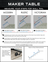 Thumbnail for Custom Length Metal Handrail with Curved Returns - ADA Compliant Return Wall Mount Grab Rail - Victorian Stair Rail