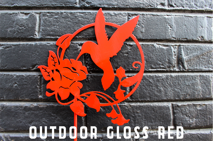 Metal Hummingbird and Flower Garden Stake - Steel Gardening Decor - Bird Yard Art Marker