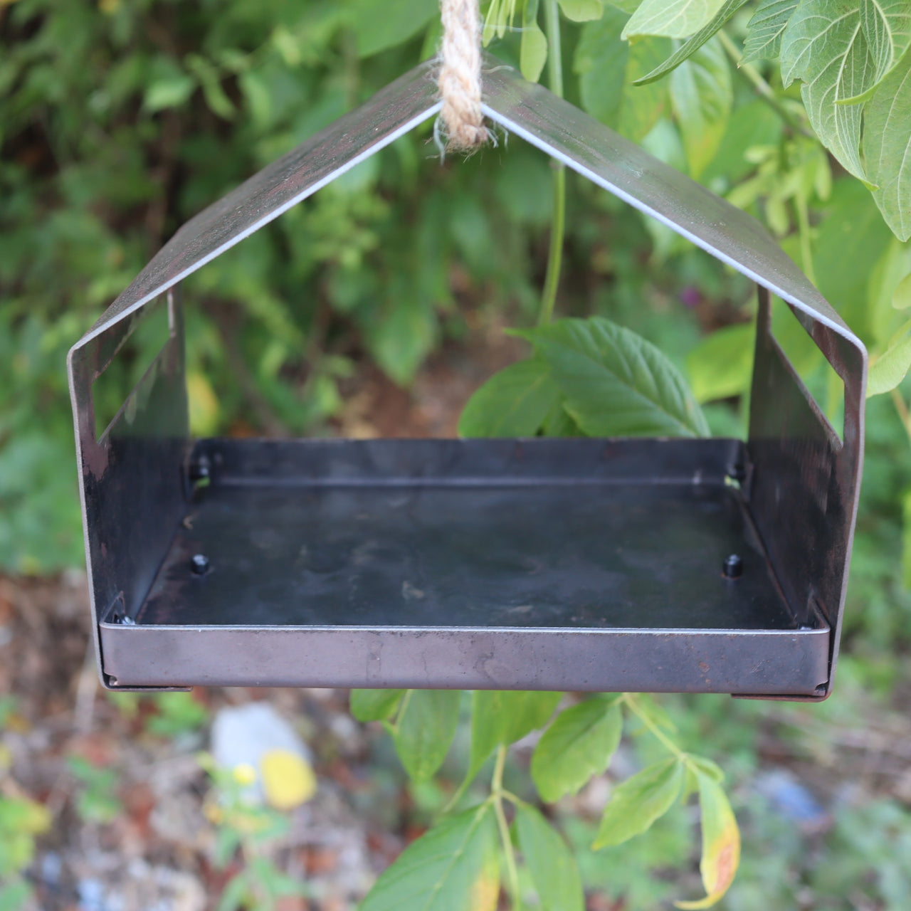 Rustic Metal Birdhouse - Hanging Bird Feeder - Unique Garden Gift