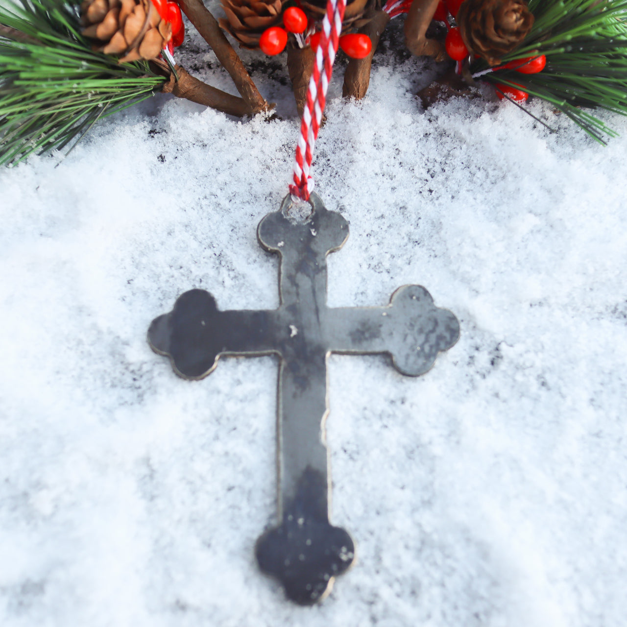 Cross Christmas Ornament - Religious Holiday Stocking Stuffer Gift - Tree Home Decor