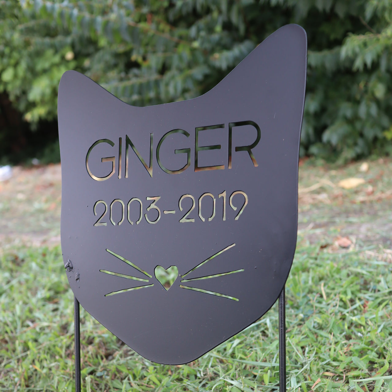 Custom Metal Cat Memorial Sign - Personlized Cat Grave Sign with Stakes