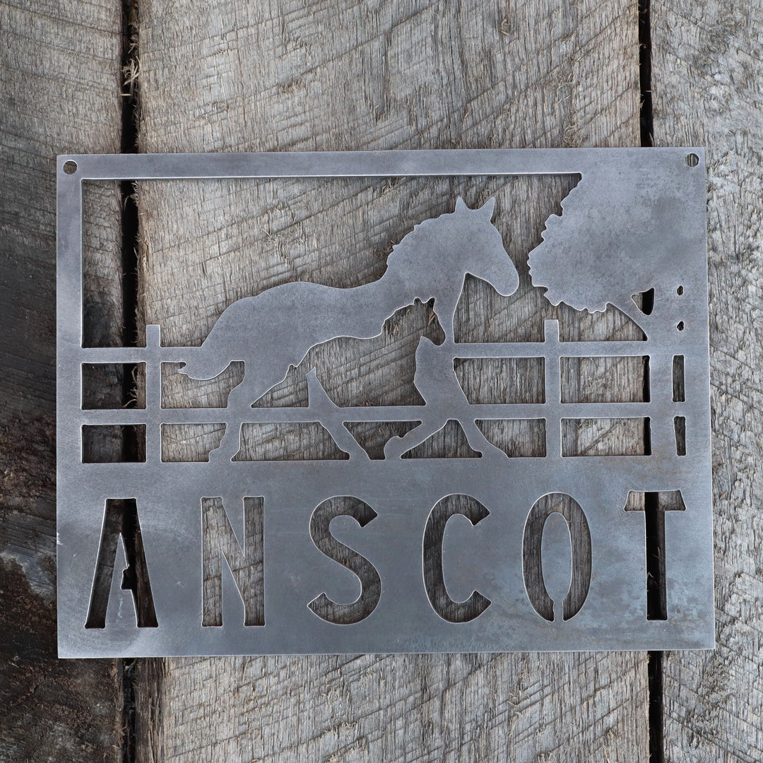 Personalized Metal Horse and Filly Farmhouse Signs