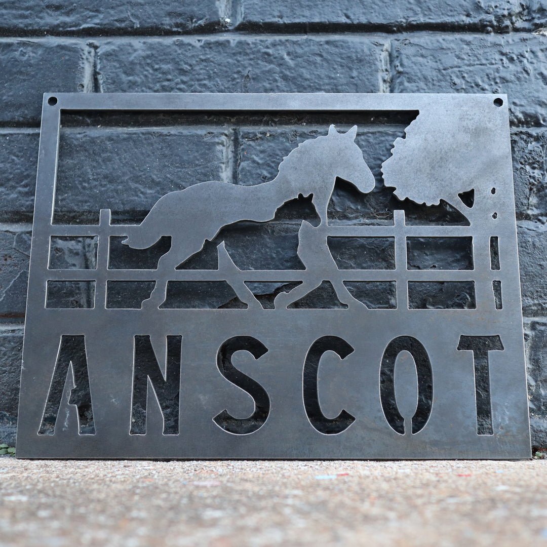 Personalized Metal Horse and Filly Farmhouse Signs