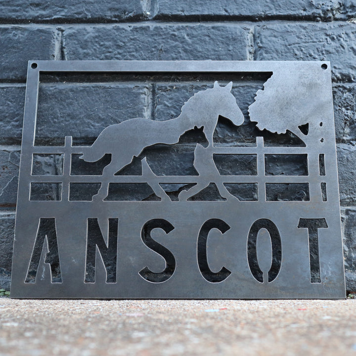 Personalized Metal Horse and Filly Farmhouse Signs