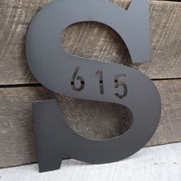 Thumbnail for Personalized Metal Monogram Address Sign - Family Last Name - House Number