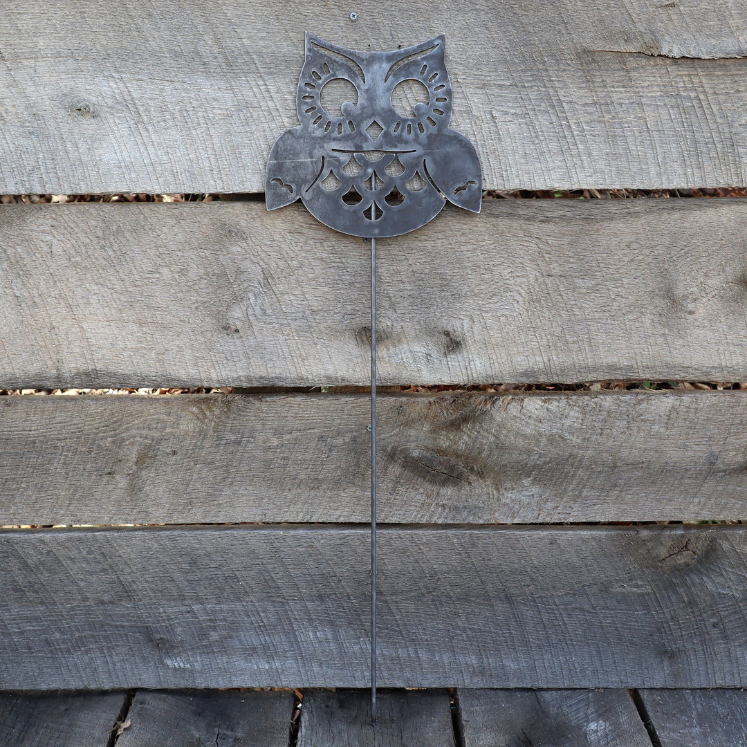 Metal Owl Garden Stake - Steel Gardening Decor - Yard Art Marker