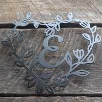 Thumbnail for Custom Metal Monogram Heart Wreath - Initial Letter Front Door Hanger Decor - Best Wedding Gift 2020