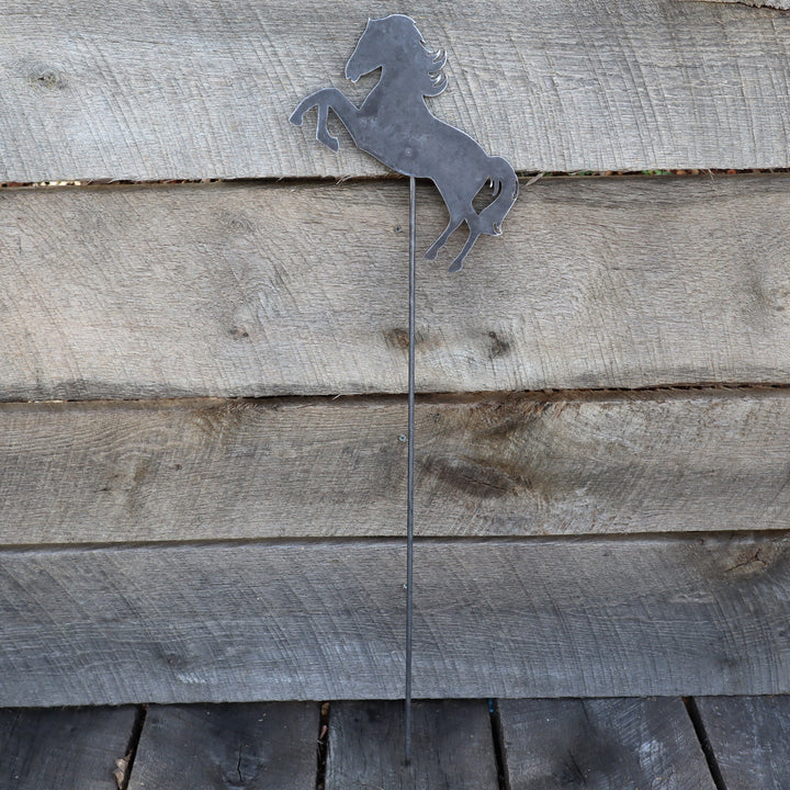 Metal Horse Garden Stake - Steel Gardening Decor - Animal Yard Art Marker