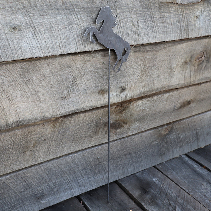 Metal Horse Garden Stake - Steel Gardening Decor - Animal Yard Art Marker