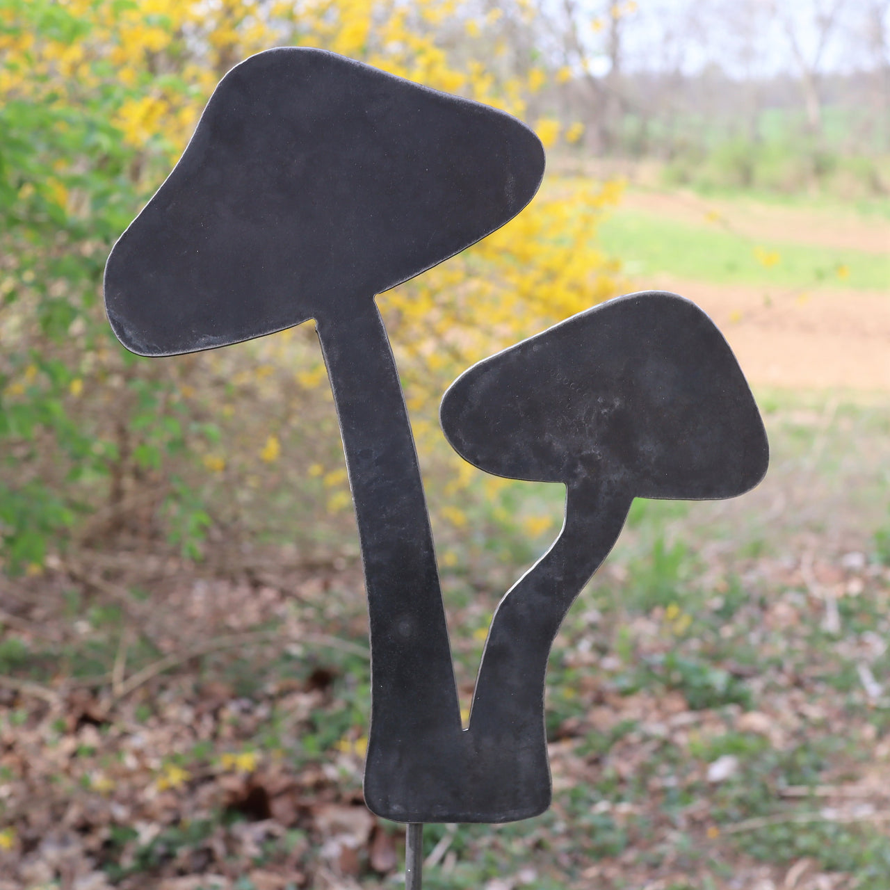 Metal Mushroom Garden Stake - Steel Gardening Decor - Mushroom Yard Art Marker