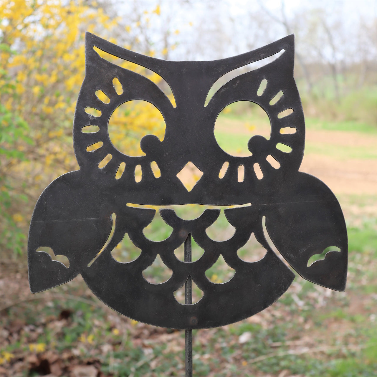 Metal Owl Garden Stake - Steel Gardening Decor - Yard Art Marker
