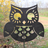 Thumbnail for Metal Owl Garden Stake - Steel Gardening Decor - Yard Art Marker