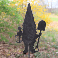 Thumbnail for Metal Gnome Garden Stake - Steel Gardening Decor - Fantasy Yard Art Marker