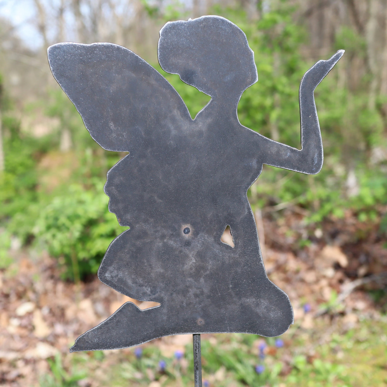 Metal Fairy Garden Stake - Steel Gardening Decor - Fantasy Yard Art Marker