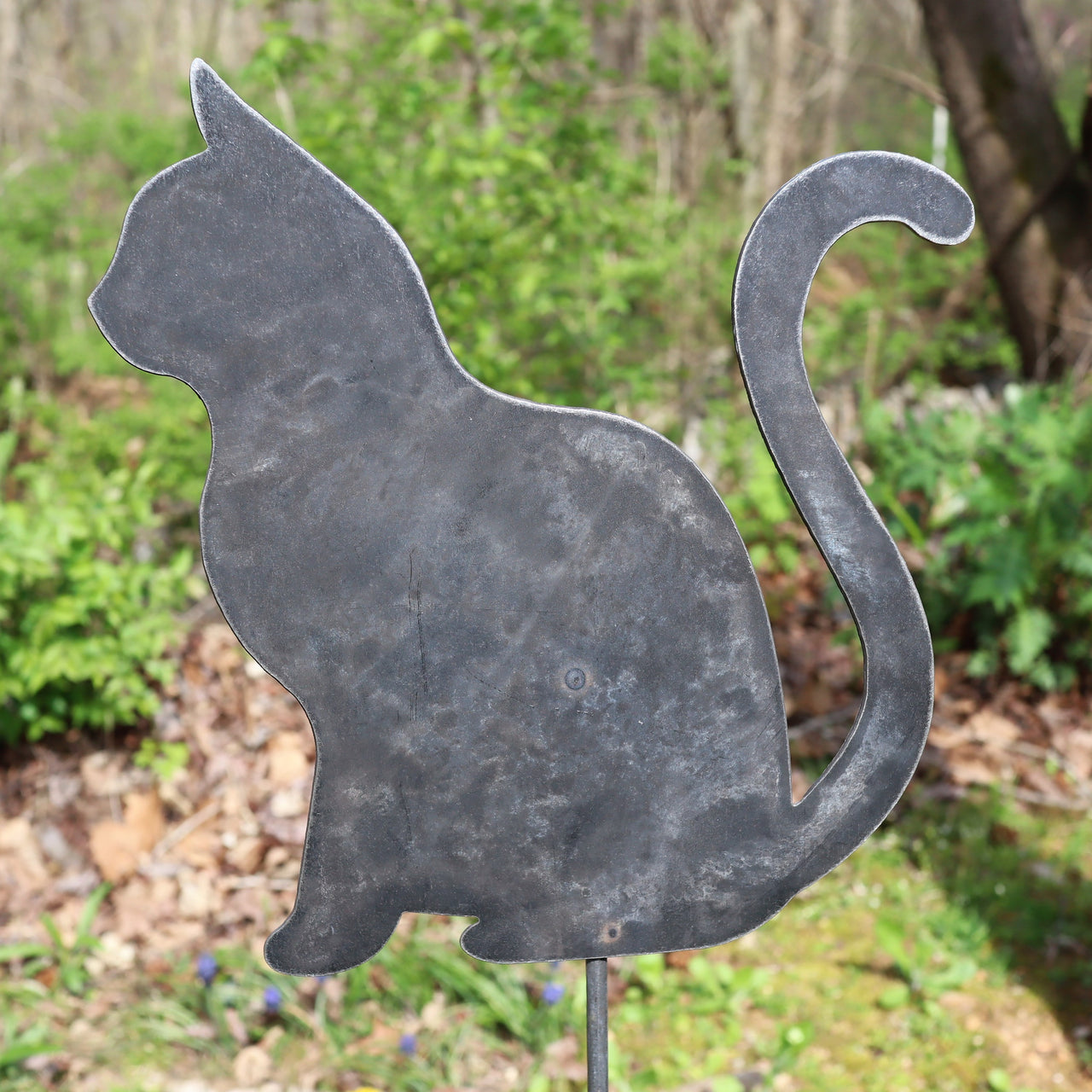 Metal Cat Garden Stake - Steel Gardening Decor - Animal Yard Art Marker