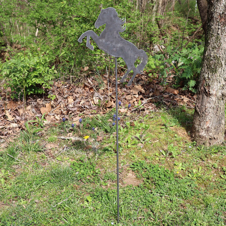 Metal Horse Garden Stake - Steel Gardening Decor - Animal Yard Art Marker