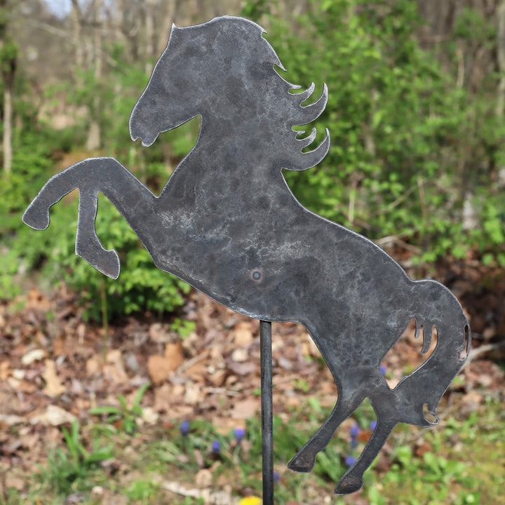 Metal Horse Garden Stake - Steel Gardening Decor - Animal Yard Art Marker