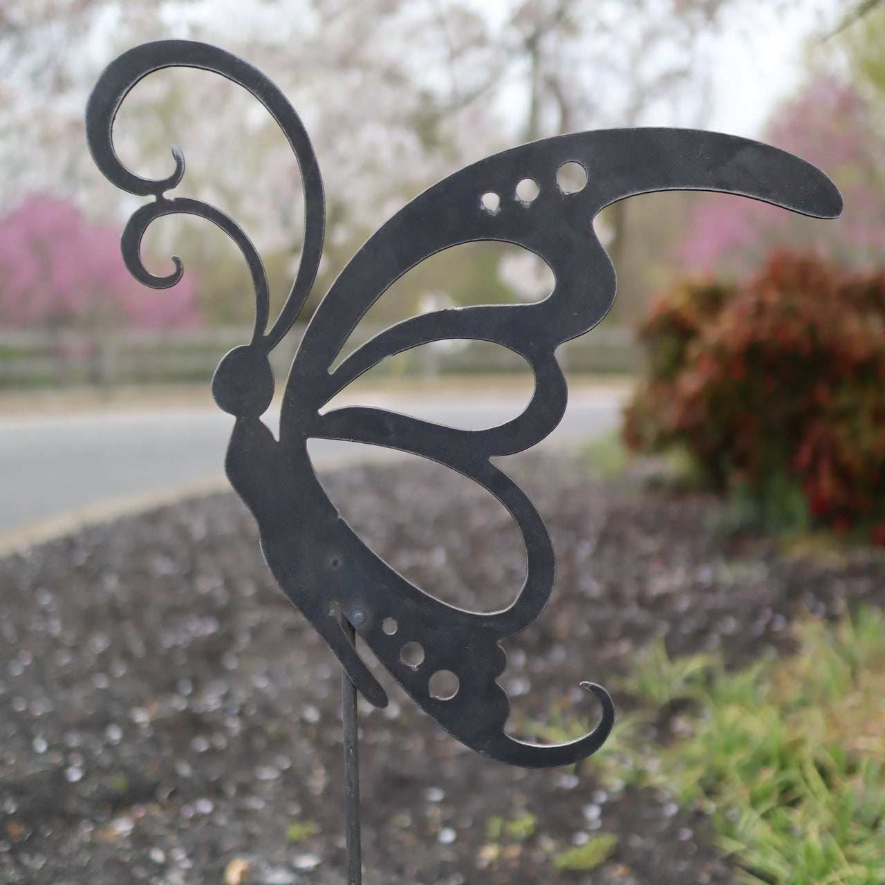 Metal Butterfly Garden Stake - Steel Gardening Decor - Yard Art Marker