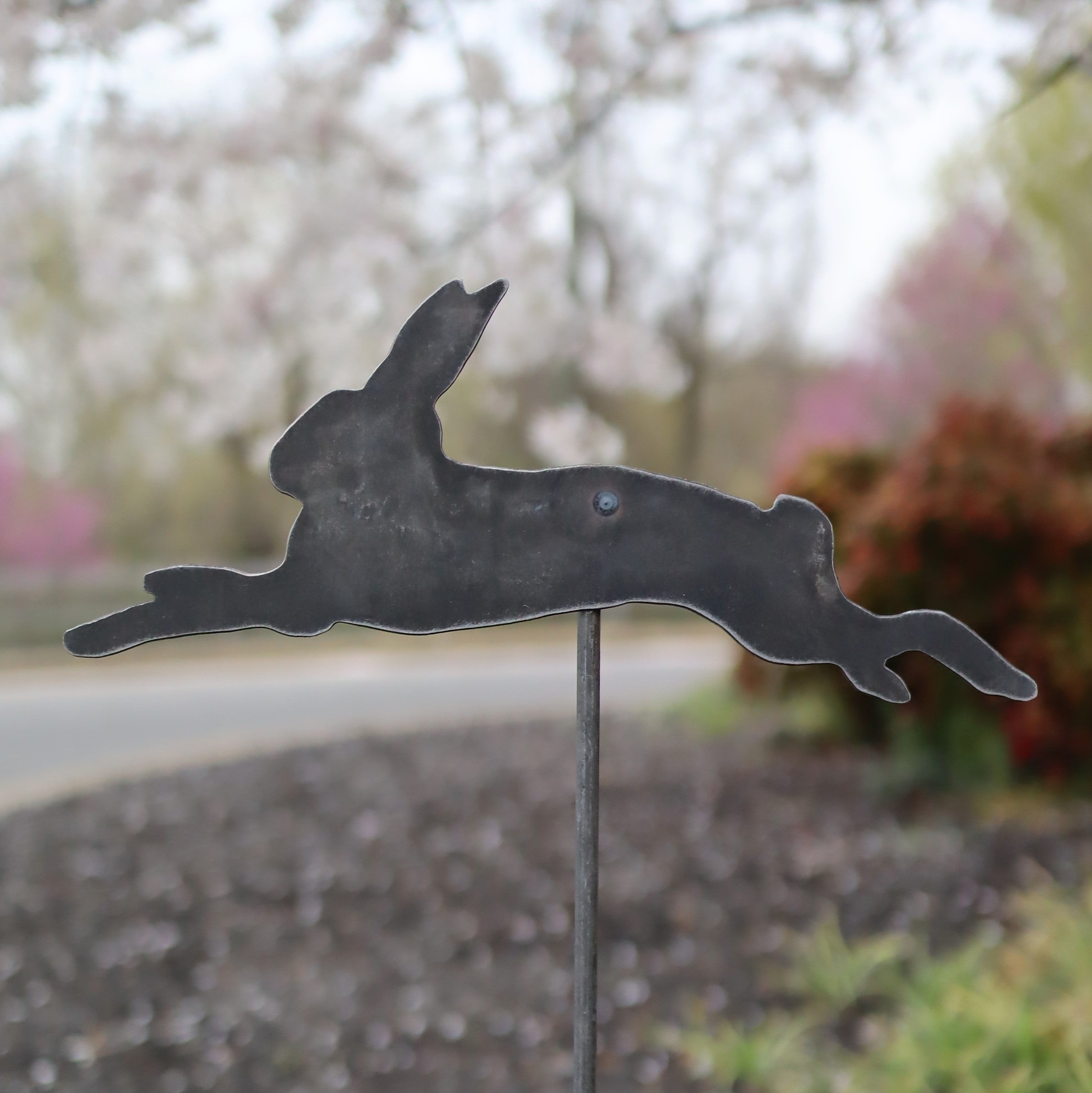 Metal Bunny Garden Stake - Leaping Rabbit Yard Art Marker – Maker Table