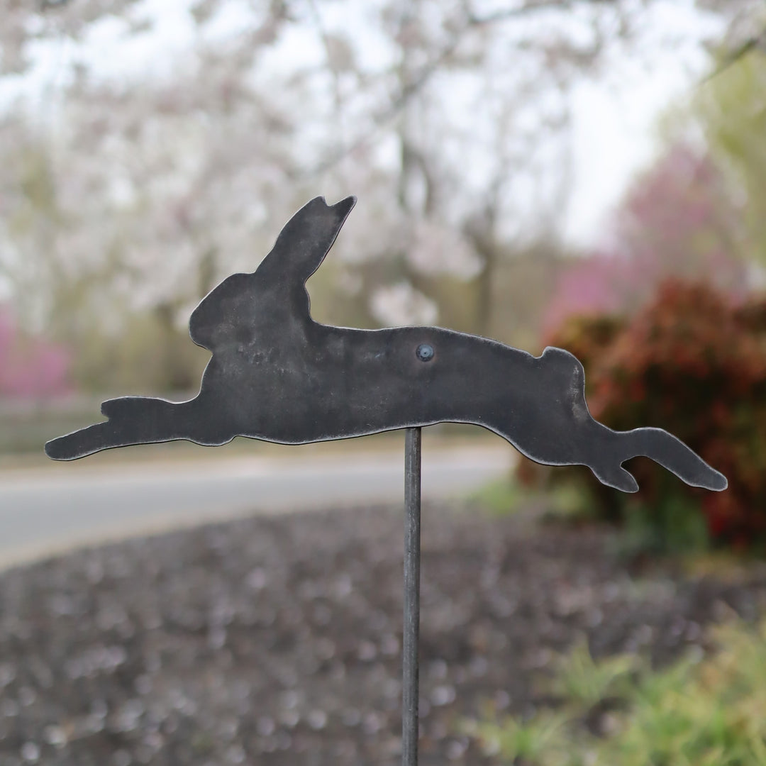 Metal Bunny Garden Stake - Leaping Rabbit Yard Art Marker – Maker Table