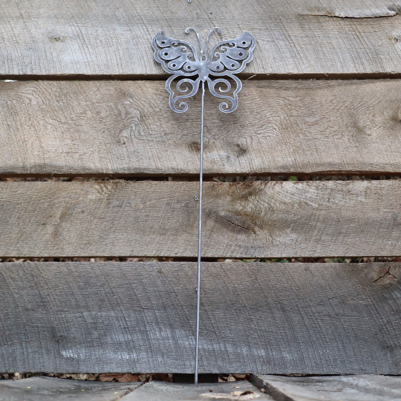 Metal Butterfly Garden Stake - Steel Gardening Decor - Yard Art Marker