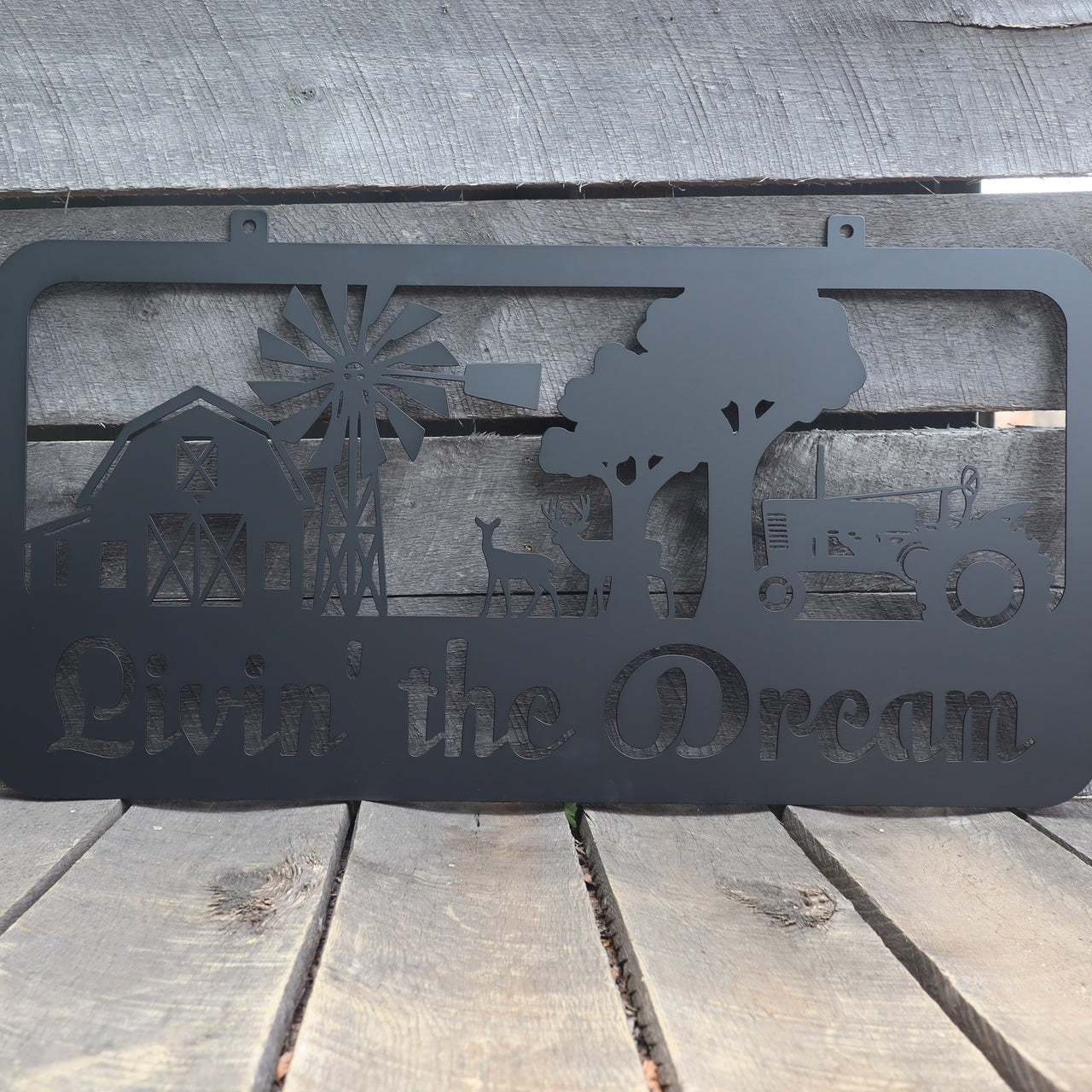 Personalized Metal Art Sign - Livin' The Dream - Rustic Farm Sign - Rural Farm Scene