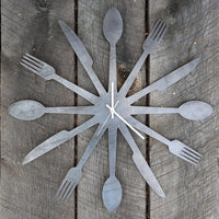 Thumbnail for Foodie Metal Clock - Rustic Home Cutlery Wall Art - 24