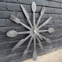 Thumbnail for Foodie Metal Clock - Rustic Home Cutlery Wall Art - 24