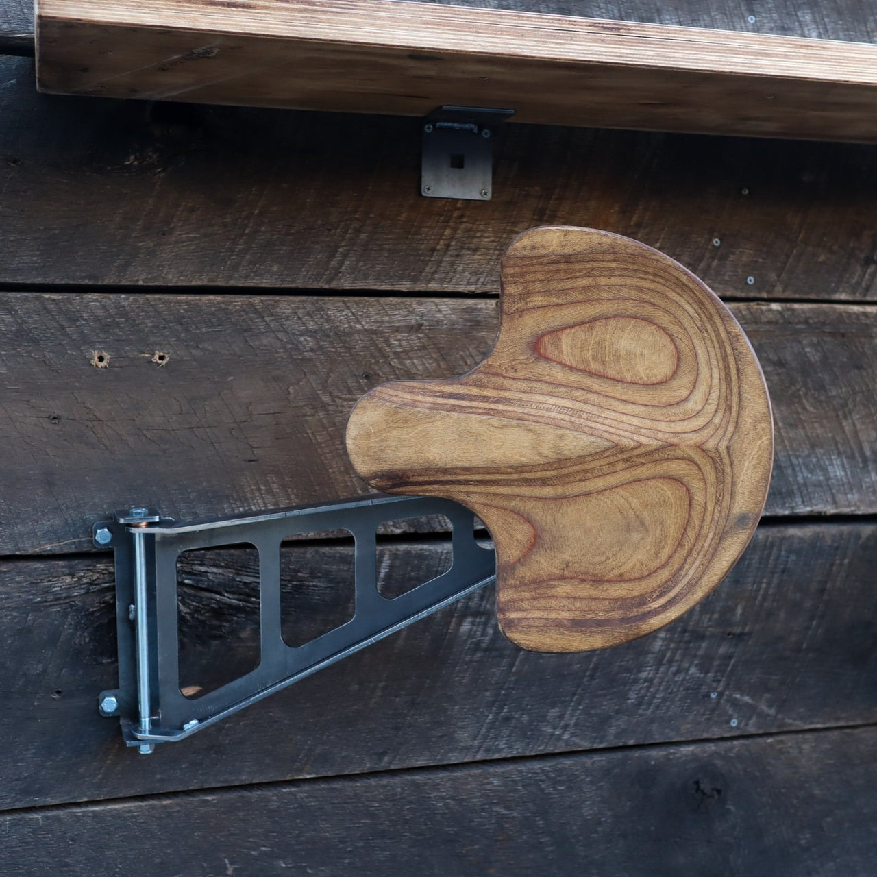 Metal Swing Away Bar Stool With Wooden Seat - 17.5" Swing Arm - Rectangle Design