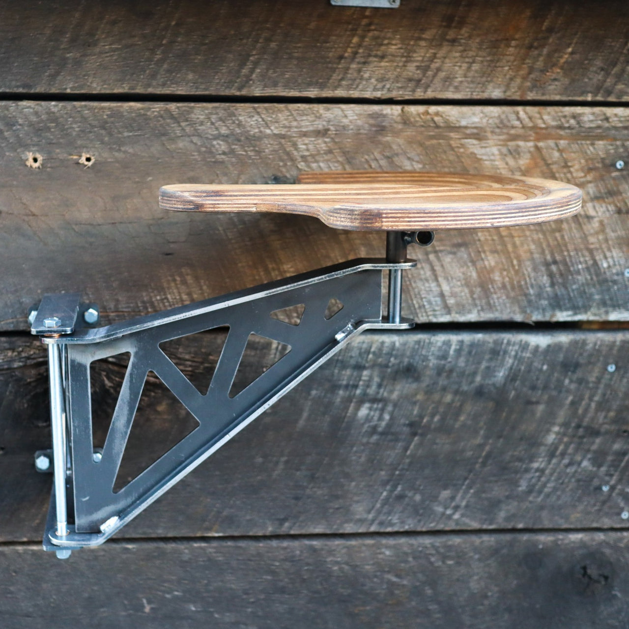 Metal Swing Away Bar Stool With Wooden Seat - 12.5" Swing Arm - Zig Zag Design