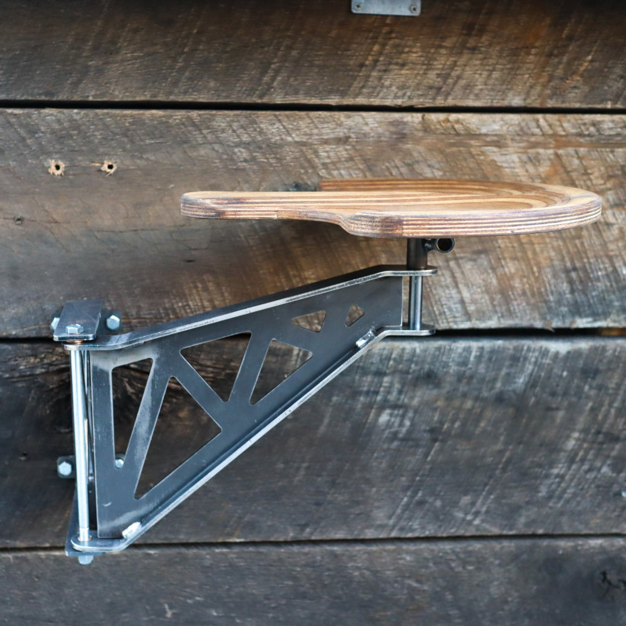 Metal Swing Away Bar Stool With Wooden Seat - 17.5" Swing Arm - Zig Zag Design