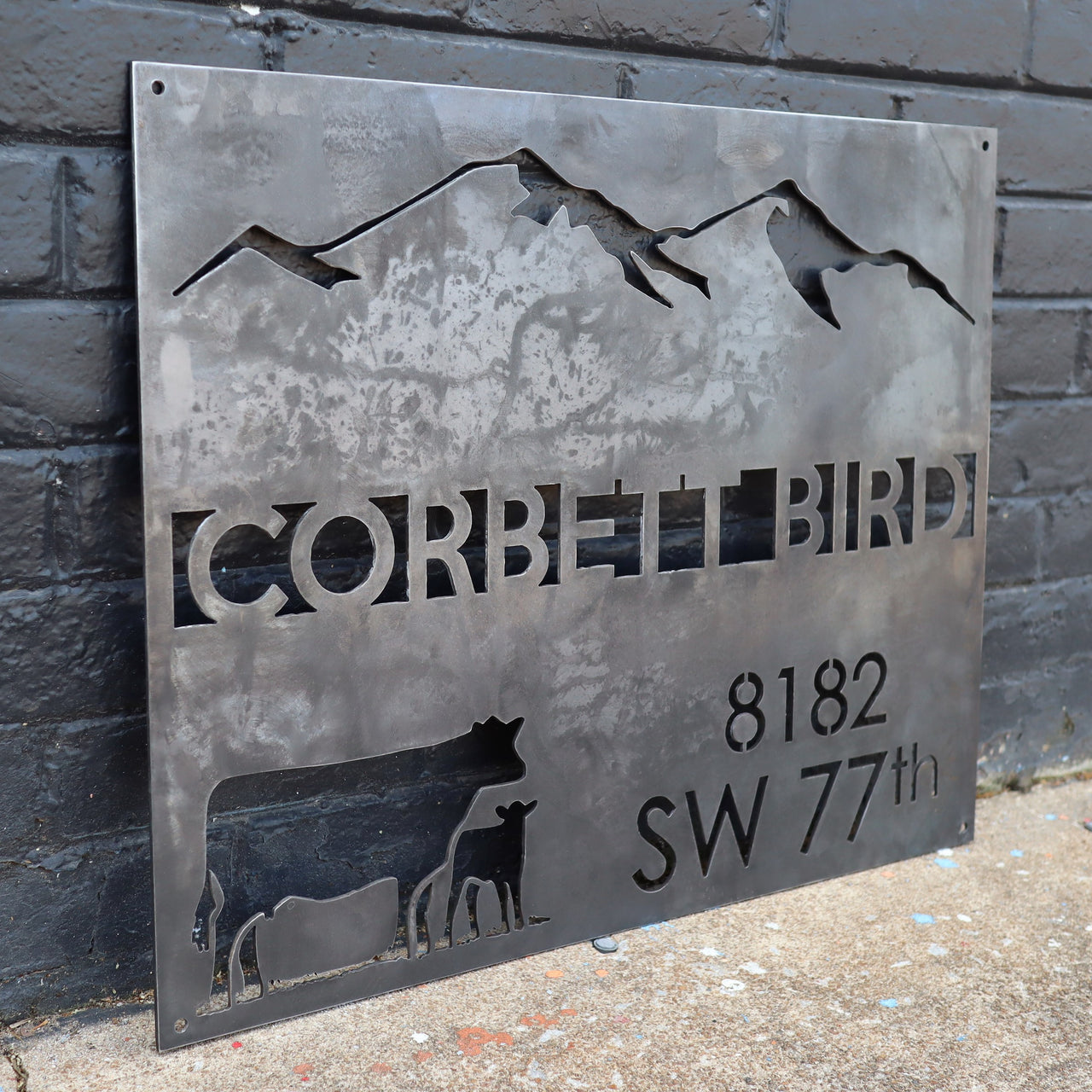 Personalized Rustic Metal Country Address Sign - Mountain Farm Wall Art - Farmhouse Decor