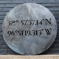 Thumbnail for Personalized Minimalist Metal Coordinates Sign - Rustic Round Circle Wall Decor
