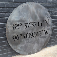 Thumbnail for Personalized Minimalist Metal Coordinates Sign - Rustic Round Circle Wall Decor