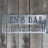 Thumbnail for Personalized Metal Bar Sign - Dad's Man Cave Wall Art - Compound, Clubhouse, Outdoor Garden Decor