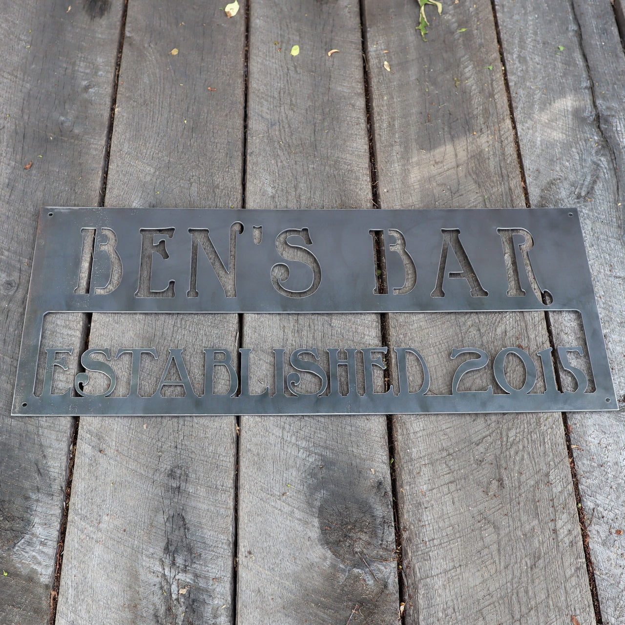 Personalized Metal Bar Sign - Dad's Man Cave Wall Art - Compound, Clubhouse, Outdoor Garden Decor