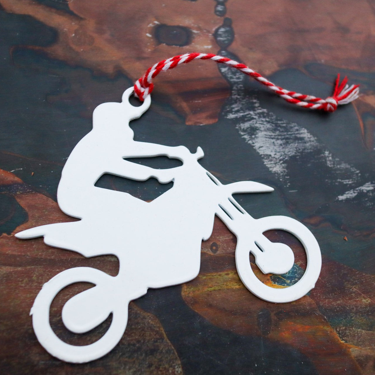 Dirtbike Wheelie Christmas Ornament - Holiday Stocking Stuffer Gift - Tree Home Decor