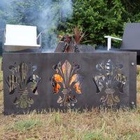 Thumbnail for Fleur-de-lis Steel Fire Pit - Metal Outdoor Backyard Fire Ring - Fleur de lis Patio Decor