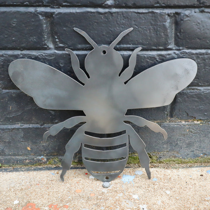 Garden Bumble Bee Metal Sign - Honey Bee Home Wall Art - Flowers, Summer Yard Decor